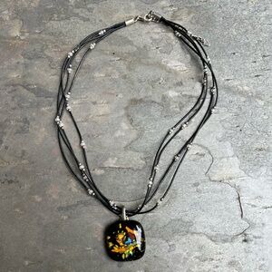 Black + Multicolor Glass Bead Necklace, Silpada